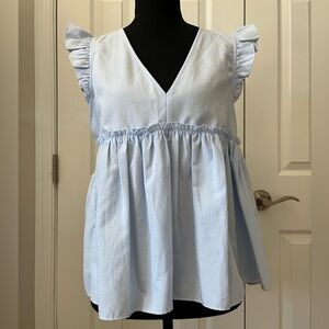 Zara Blue Peplum Ruffle Top Medium